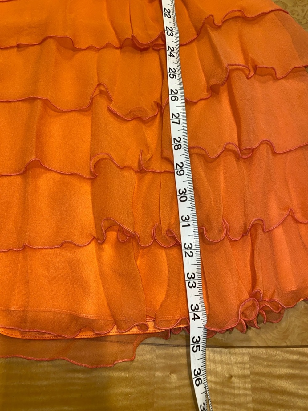 Alice + Olivia Coral Silk Chiffon Tiered Ruffle Halter Mini Dress Size Large - Picture 11 of 15